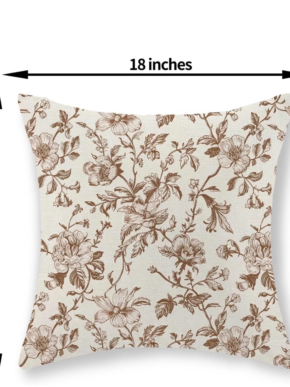 Floral Toile Decorative Throw Pillow Pair in Brown on Cream NWT